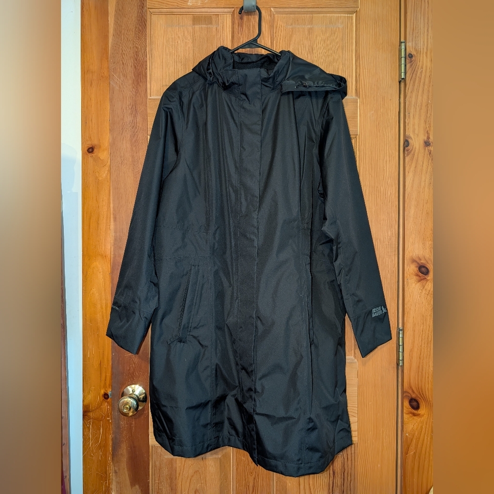 Eddie Bauer Black Hooded Waterproof Coat